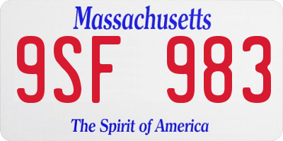 MA license plate 9SF983