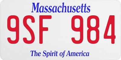 MA license plate 9SF984