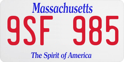 MA license plate 9SF985