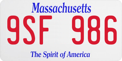 MA license plate 9SF986