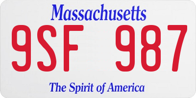 MA license plate 9SF987