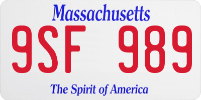 MA license plate 9SF989