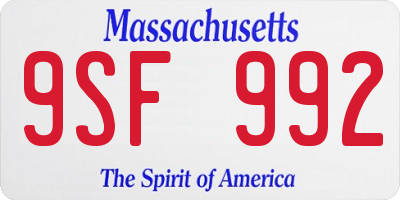 MA license plate 9SF992