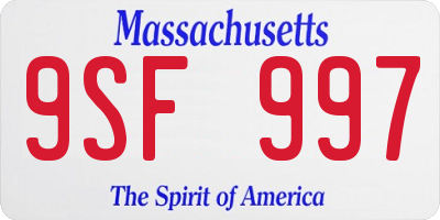 MA license plate 9SF997