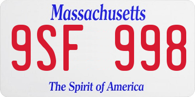 MA license plate 9SF998