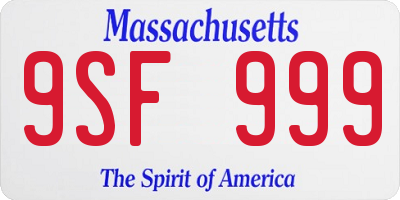 MA license plate 9SF999