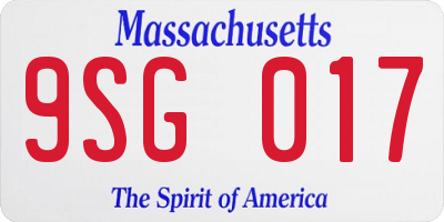 MA license plate 9SG017