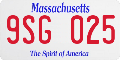MA license plate 9SG025