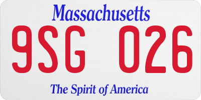 MA license plate 9SG026