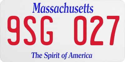 MA license plate 9SG027