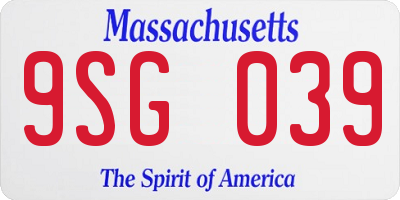 MA license plate 9SG039