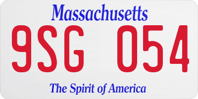 MA license plate 9SG054