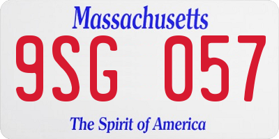 MA license plate 9SG057