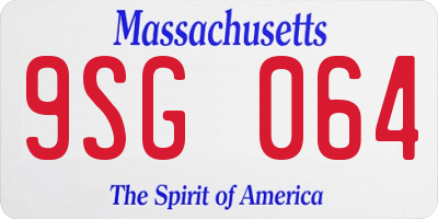 MA license plate 9SG064