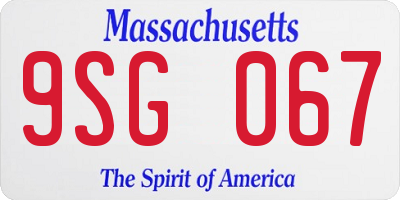 MA license plate 9SG067