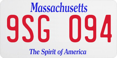 MA license plate 9SG094