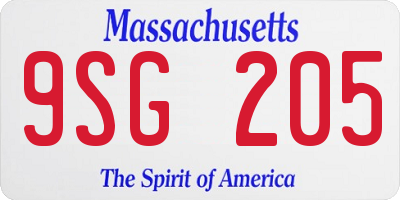 MA license plate 9SG205