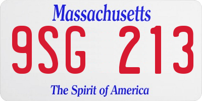 MA license plate 9SG213