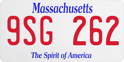 MA license plate 9SG262