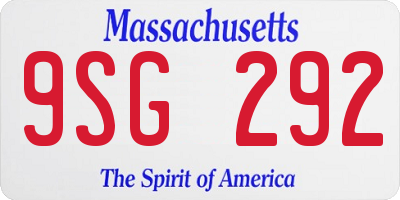 MA license plate 9SG292