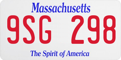 MA license plate 9SG298