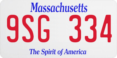 MA license plate 9SG334