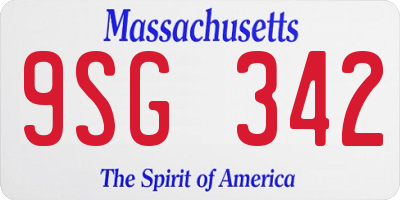 MA license plate 9SG342