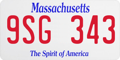 MA license plate 9SG343