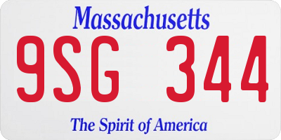 MA license plate 9SG344
