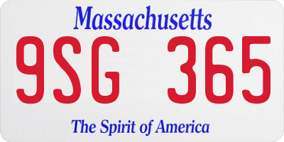MA license plate 9SG365