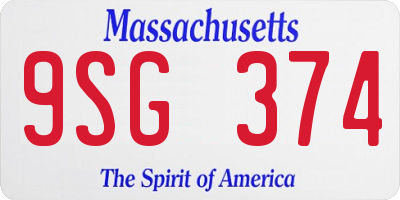 MA license plate 9SG374