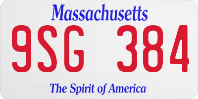 MA license plate 9SG384