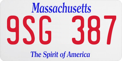 MA license plate 9SG387