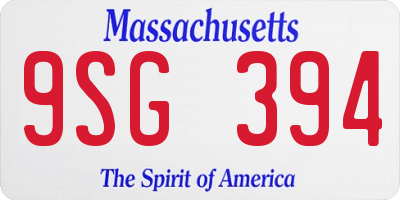 MA license plate 9SG394