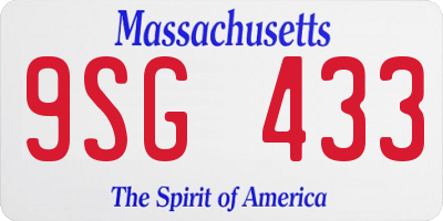 MA license plate 9SG433