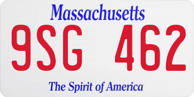 MA license plate 9SG462