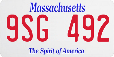 MA license plate 9SG492