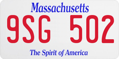 MA license plate 9SG502