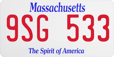 MA license plate 9SG533
