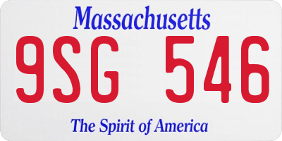 MA license plate 9SG546