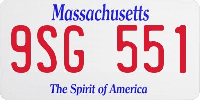 MA license plate 9SG551