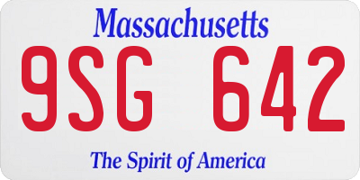 MA license plate 9SG642