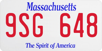 MA license plate 9SG648