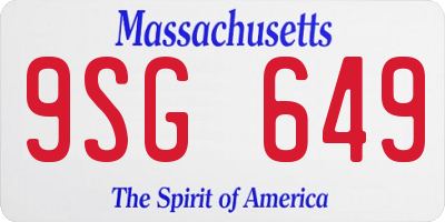 MA license plate 9SG649