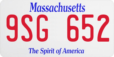 MA license plate 9SG652