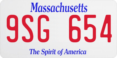 MA license plate 9SG654