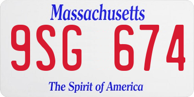 MA license plate 9SG674