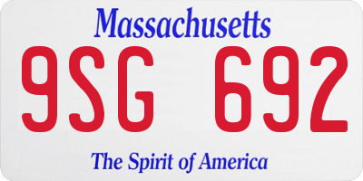 MA license plate 9SG692