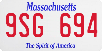 MA license plate 9SG694