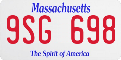 MA license plate 9SG698